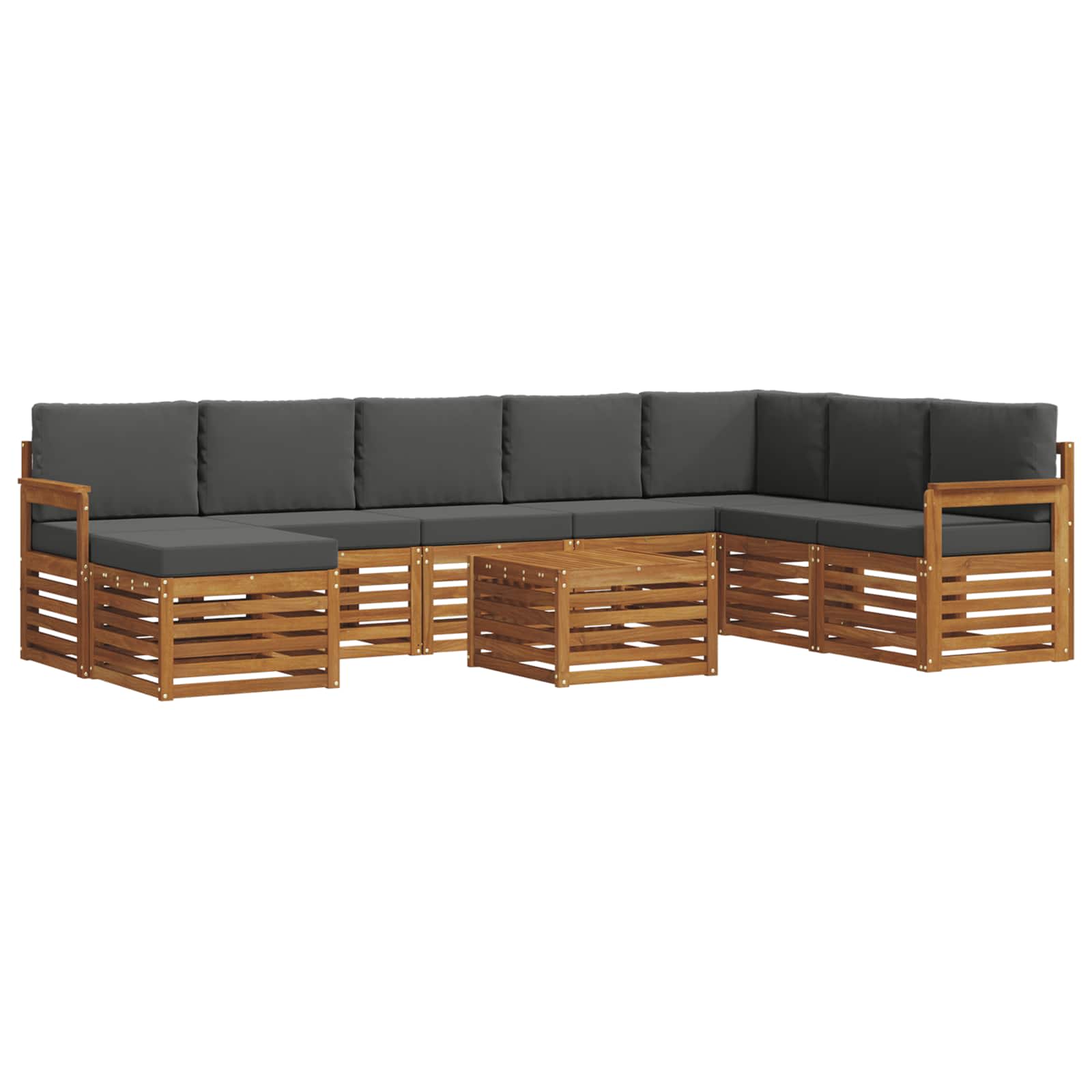 Outdoor-Sofagarnitur mit Kissen 9 pcs Natur und Anthrazit
