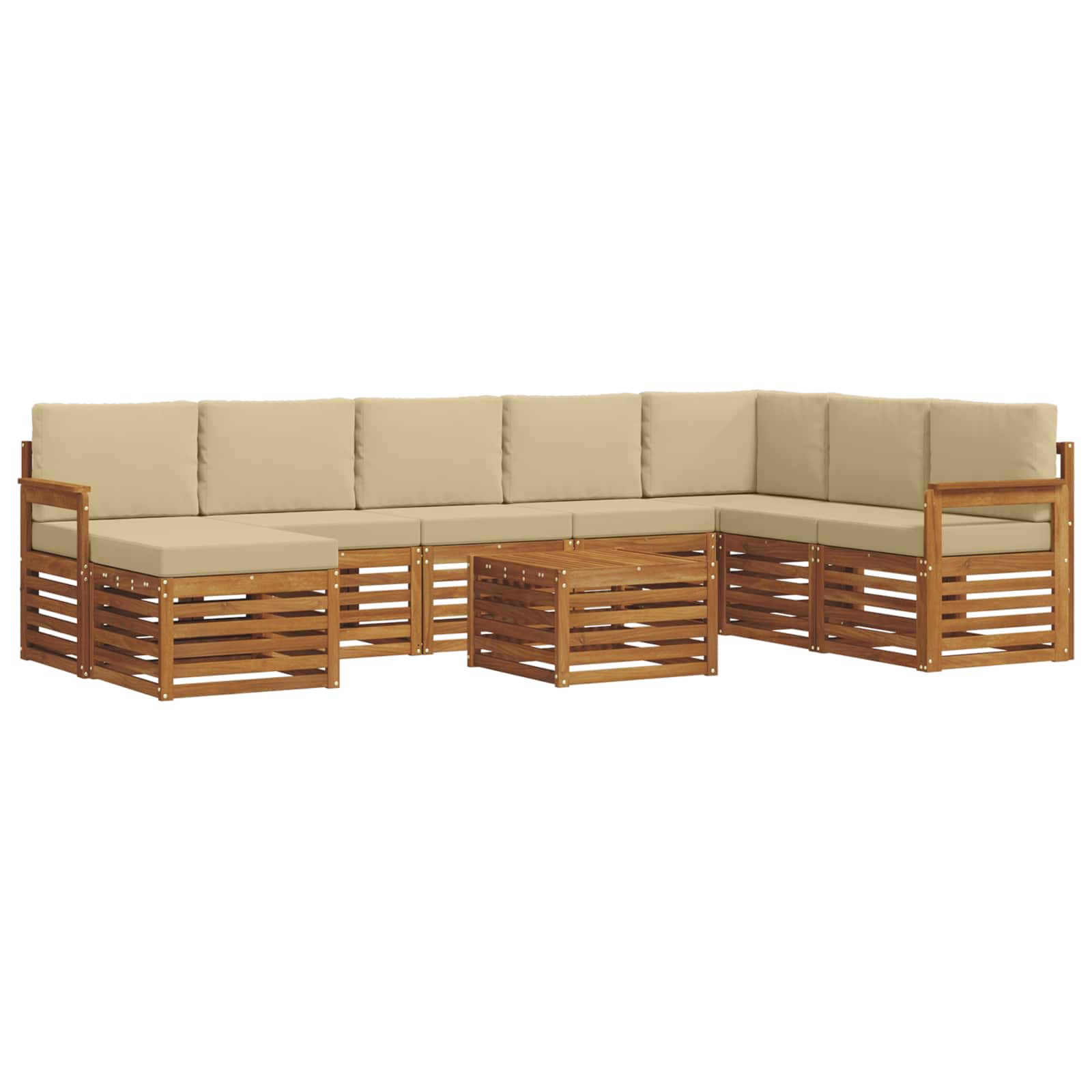 Outdoor-Sofagarnitur 9 pcs Natur und Beige Massivholz Akazie