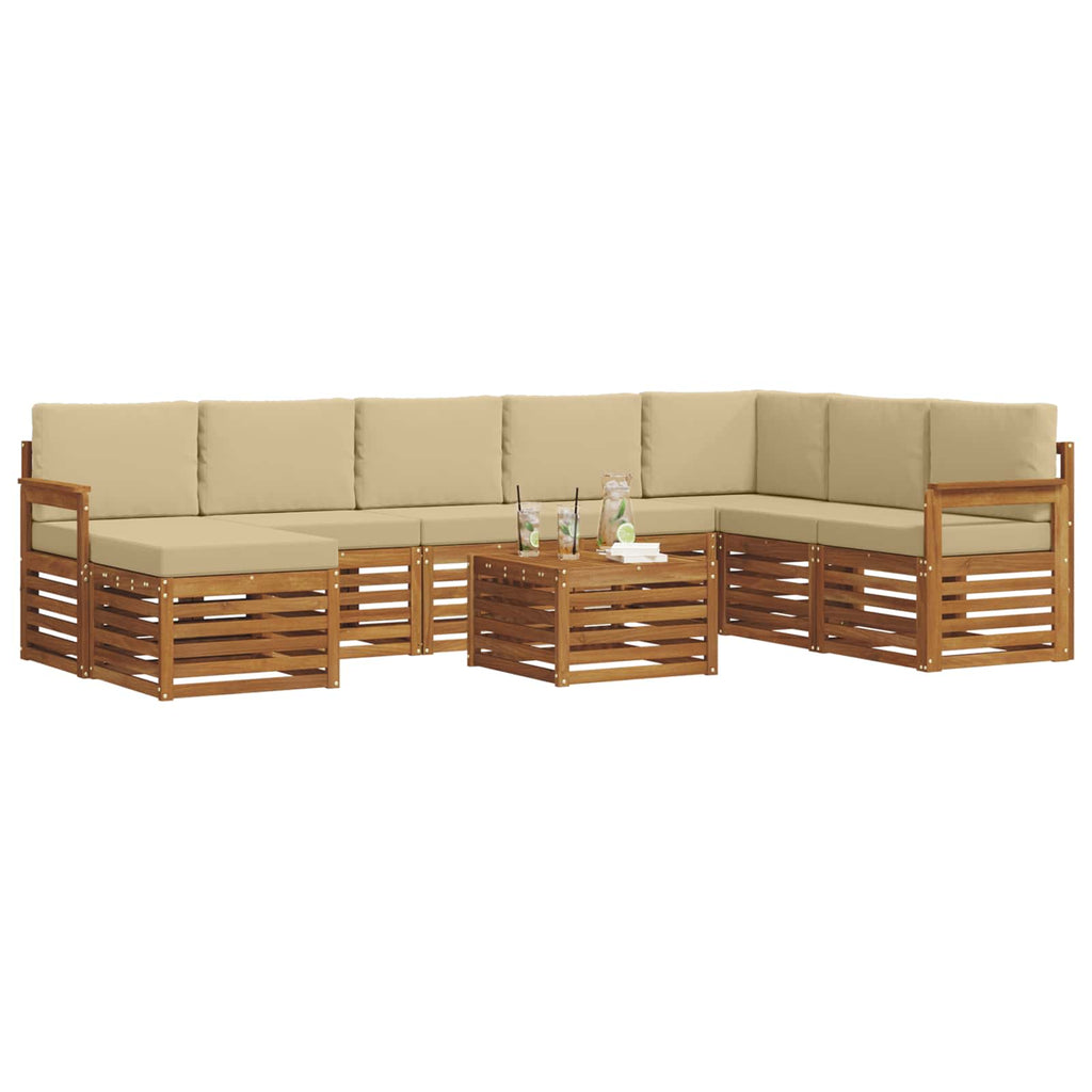 Outdoor-Sofagarnitur 9 pcs Natur und Beige Massivholz Akazie