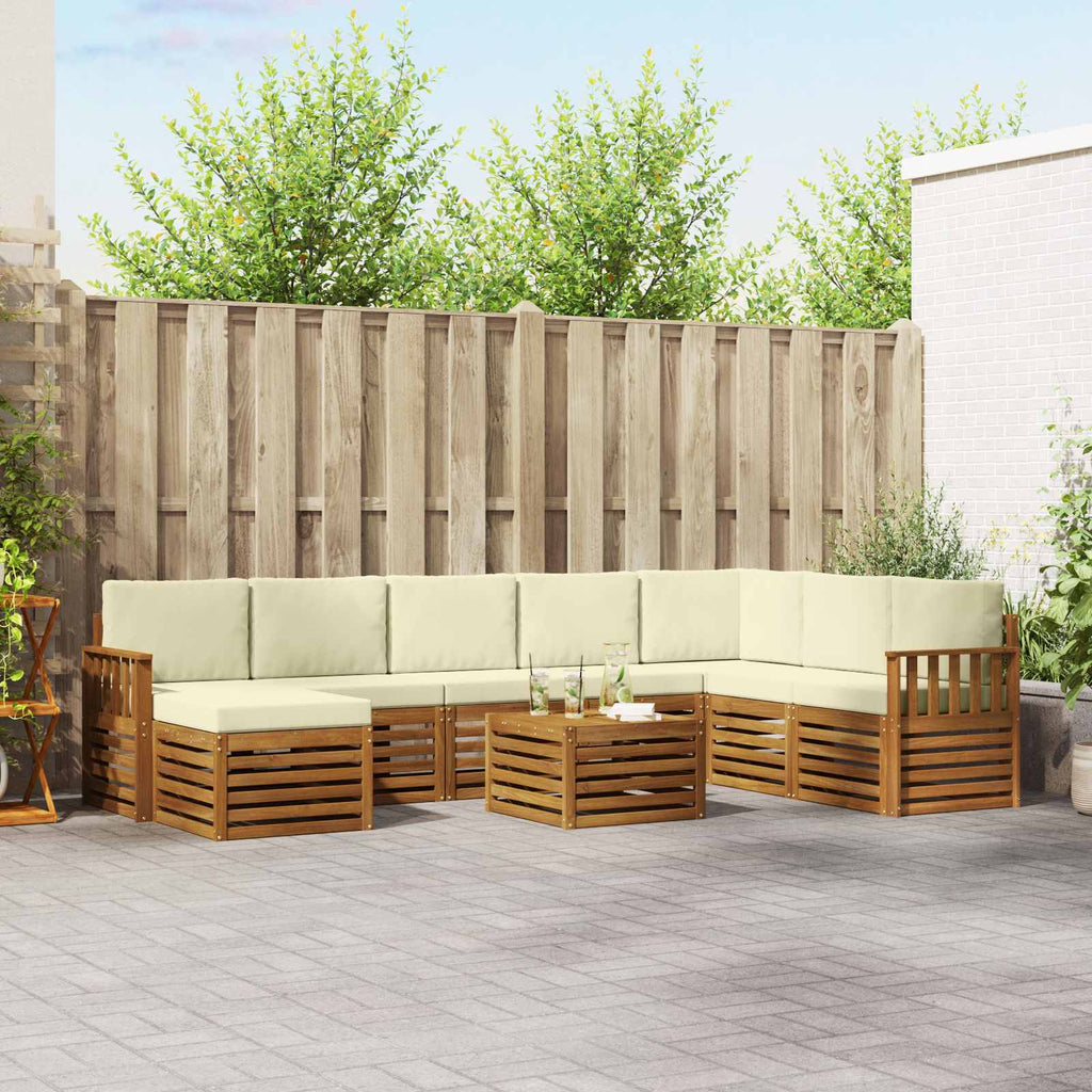 Outdoor-Sofagarnitur 9 pcs Natur und Creme Massivholz Akazie