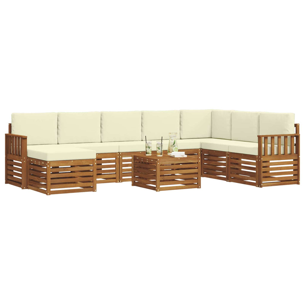 Outdoor-Sofagarnitur 9 pcs Natur und Creme Massivholz Akazie