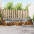 Outdoor-Sofagarnitur mit Kissen 9 pcs Natürlich und Hellgrau