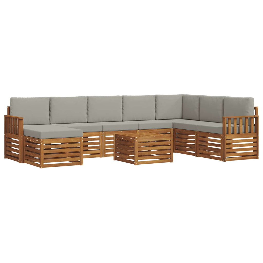 Outdoor-Sofagarnitur mit Kissen 9 pcs Natürlich und Hellgrau