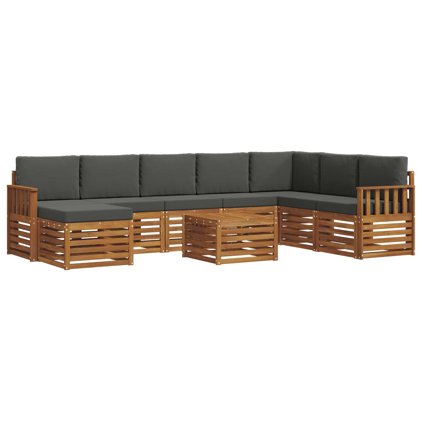 Outdoor-Sofagarnitur mit Kissen 9 pcs Natur und Anthrazit