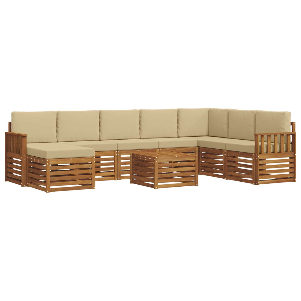 Outdoor-Sofagarnitur 9 pcs Natur und Beige Massivholz Akazie