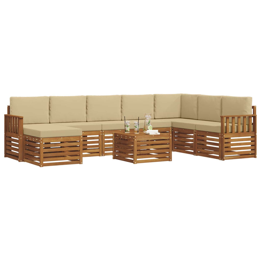 Outdoor-Sofagarnitur 9 pcs Natur und Beige Massivholz Akazie