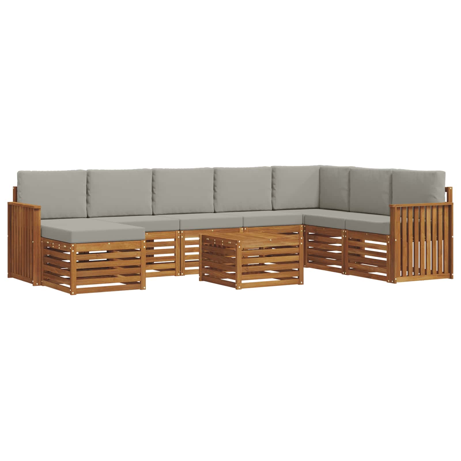 Outdoor-Sofagarnitur mit Kissen 9 pcs Natürlich und Hellgrau