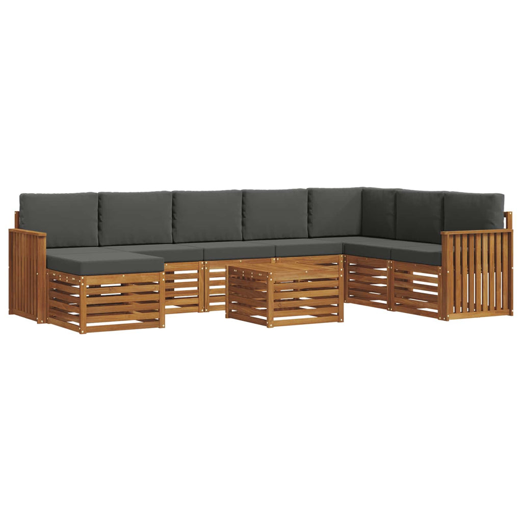 Outdoor-Sofagarnitur mit Kissen 9 pcs Natur und Anthrazit