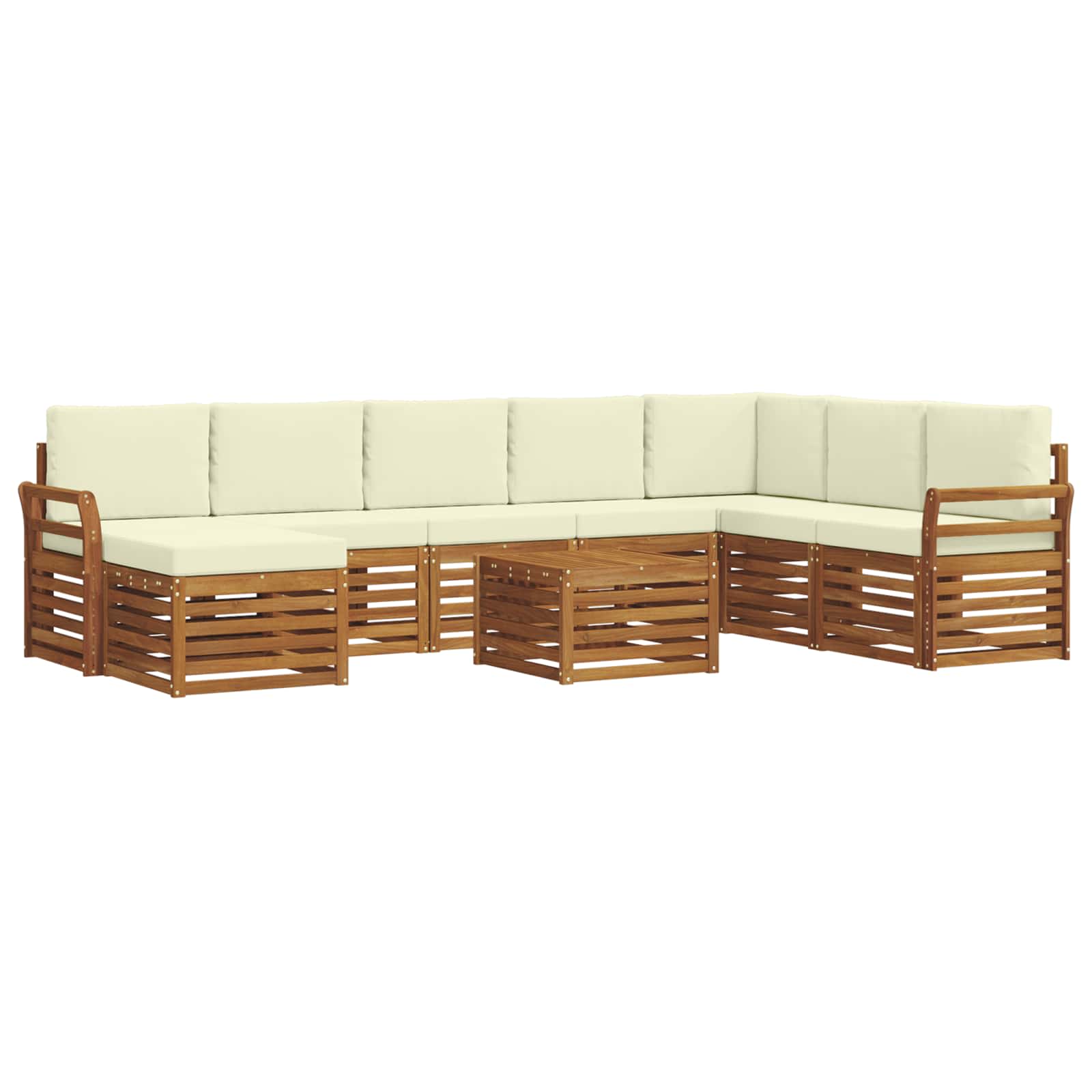 Outdoor-Sofagarnitur 9 pcs Natur und Creme Massivholz Akazie