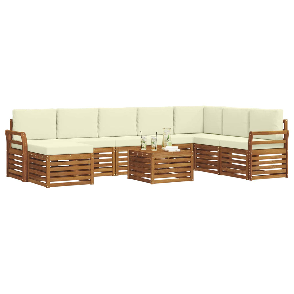 Outdoor-Sofagarnitur 9 pcs Natur und Creme Massivholz Akazie