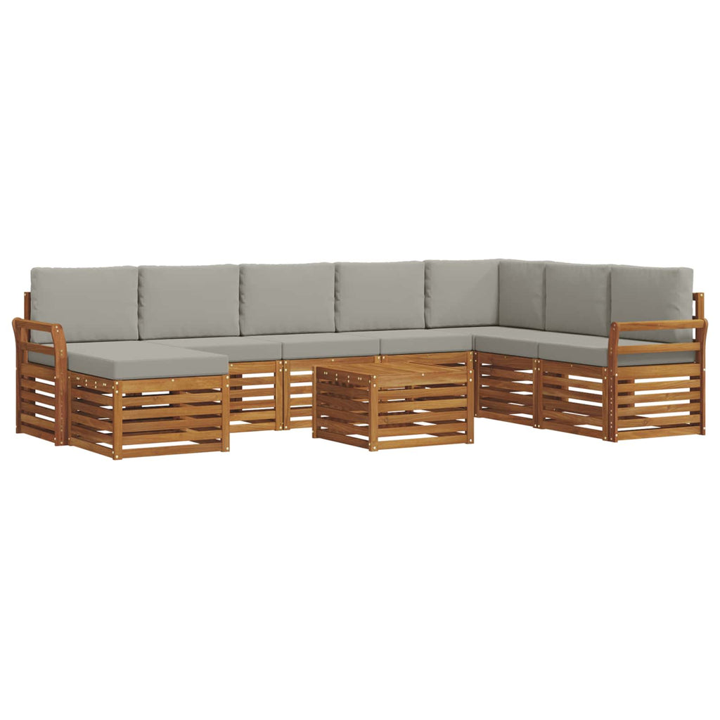Outdoor-Sofagarnitur mit Kissen 9 pcs Natürlich und Hellgrau