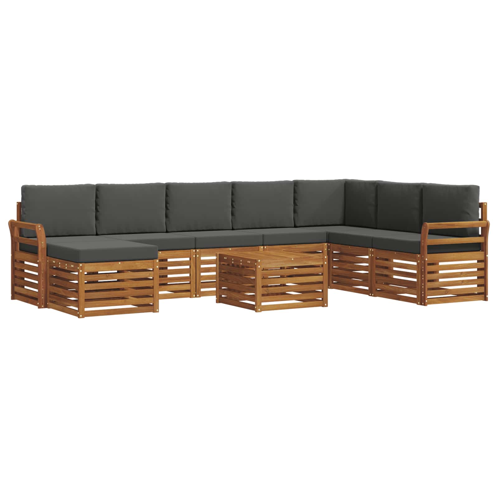 Outdoor-Sofagarnitur mit Kissen 9 pcs Natur und Anthrazit