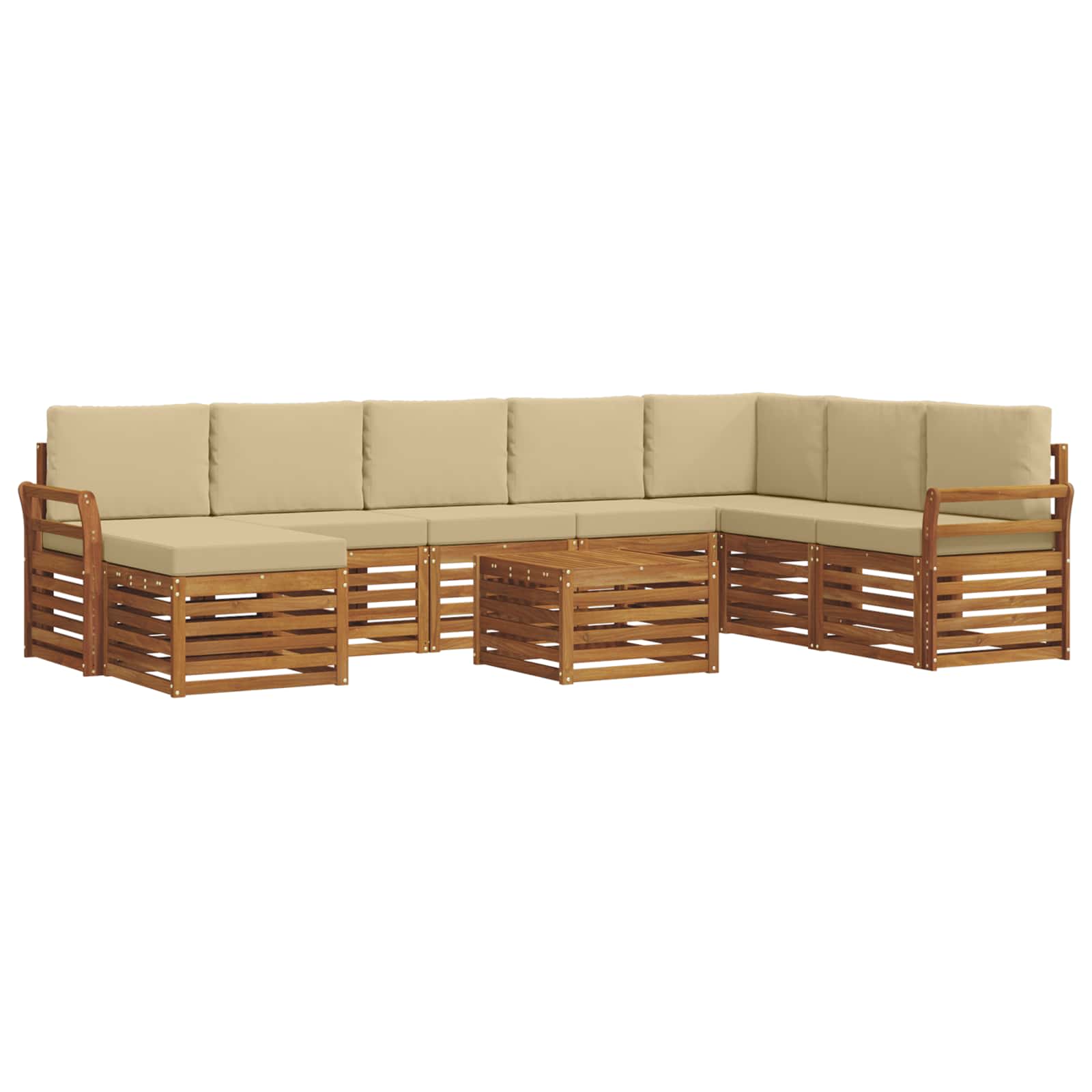 Outdoor-Sofagarnitur 9 pcs Natur und Beige Massivholz Akazie