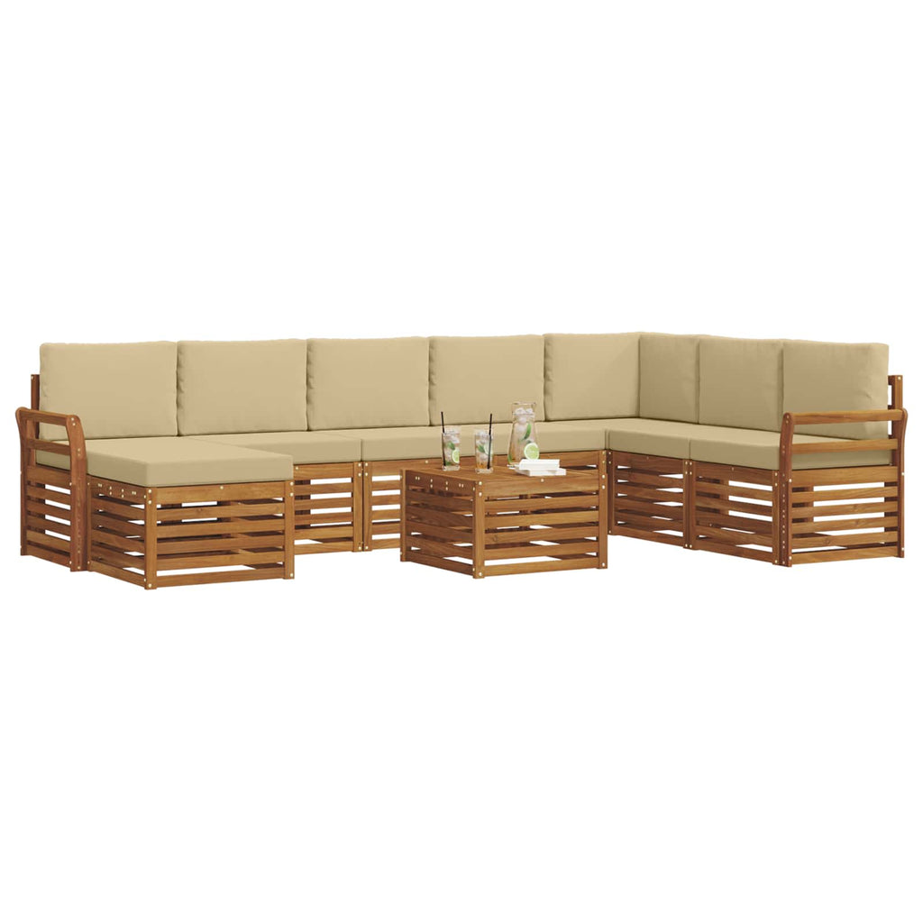 Outdoor-Sofagarnitur 9 pcs Natur und Beige Massivholz Akazie