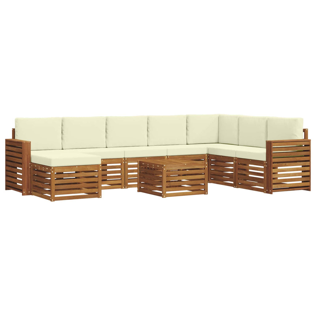 Outdoor-Sofagarnitur 9 pcs Natur und Creme Massivholz Akazie