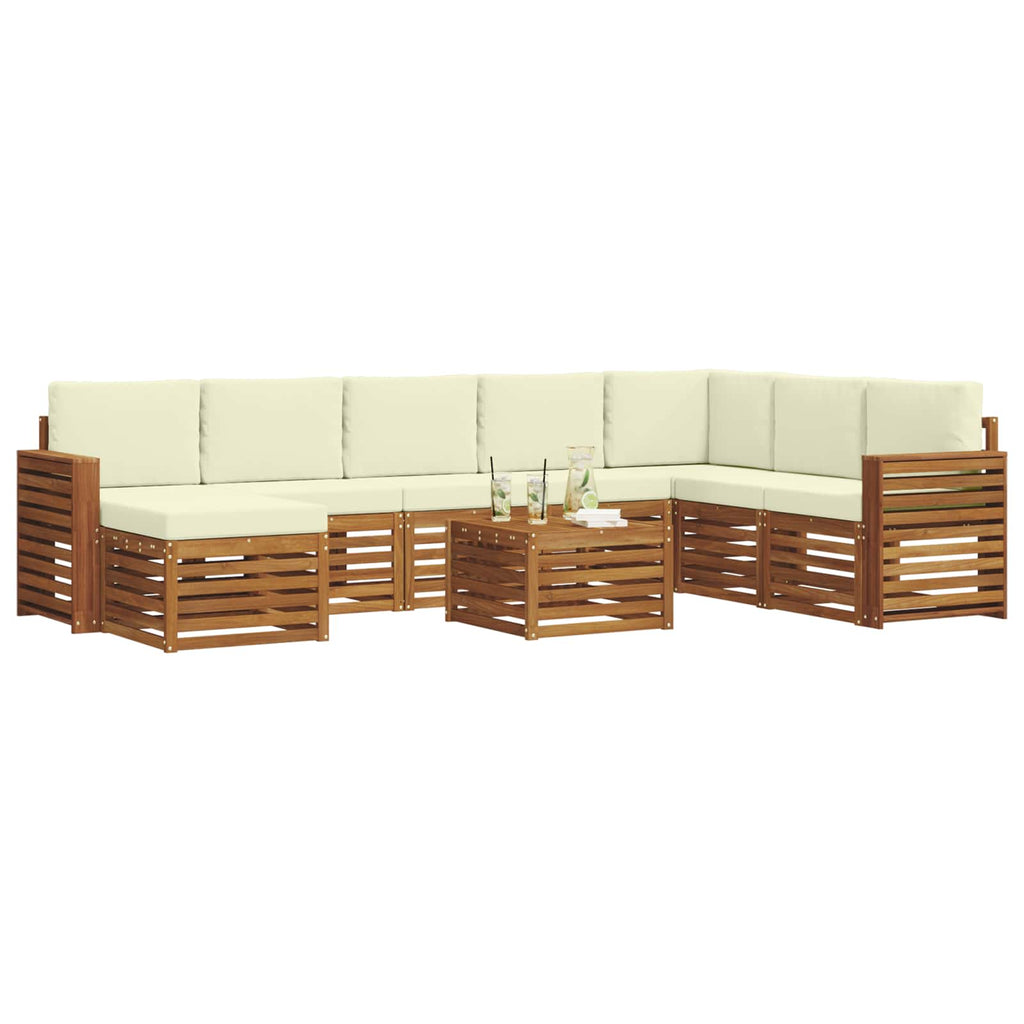 Outdoor-Sofagarnitur 9 pcs Natur und Creme Massivholz Akazie