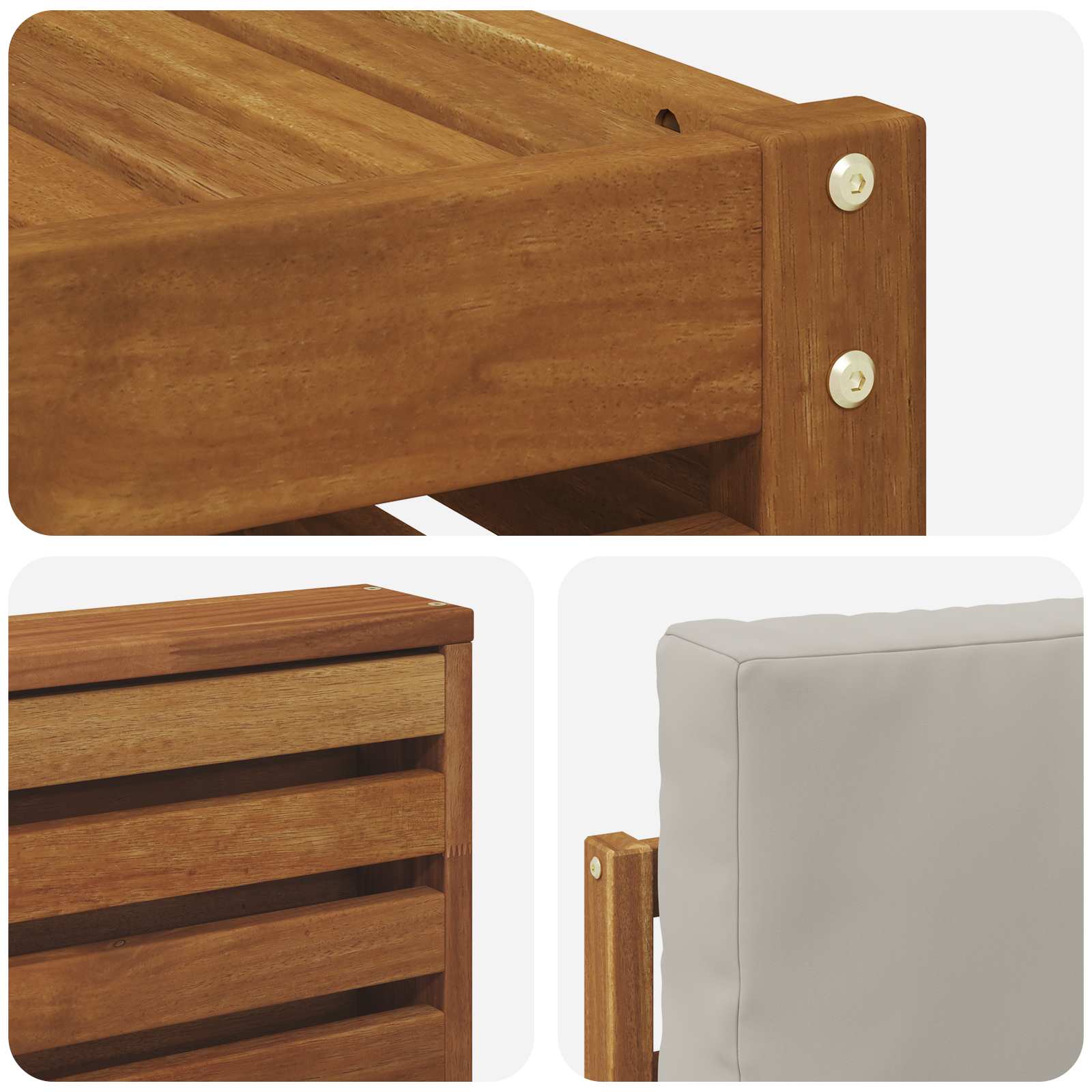 Outdoor-Sofagarnitur mit Kissen 9 pcs Natürlich und Hellgrau