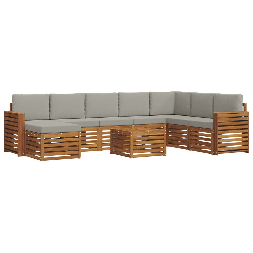 Outdoor-Sofagarnitur mit Kissen 9 pcs Natürlich und Hellgrau