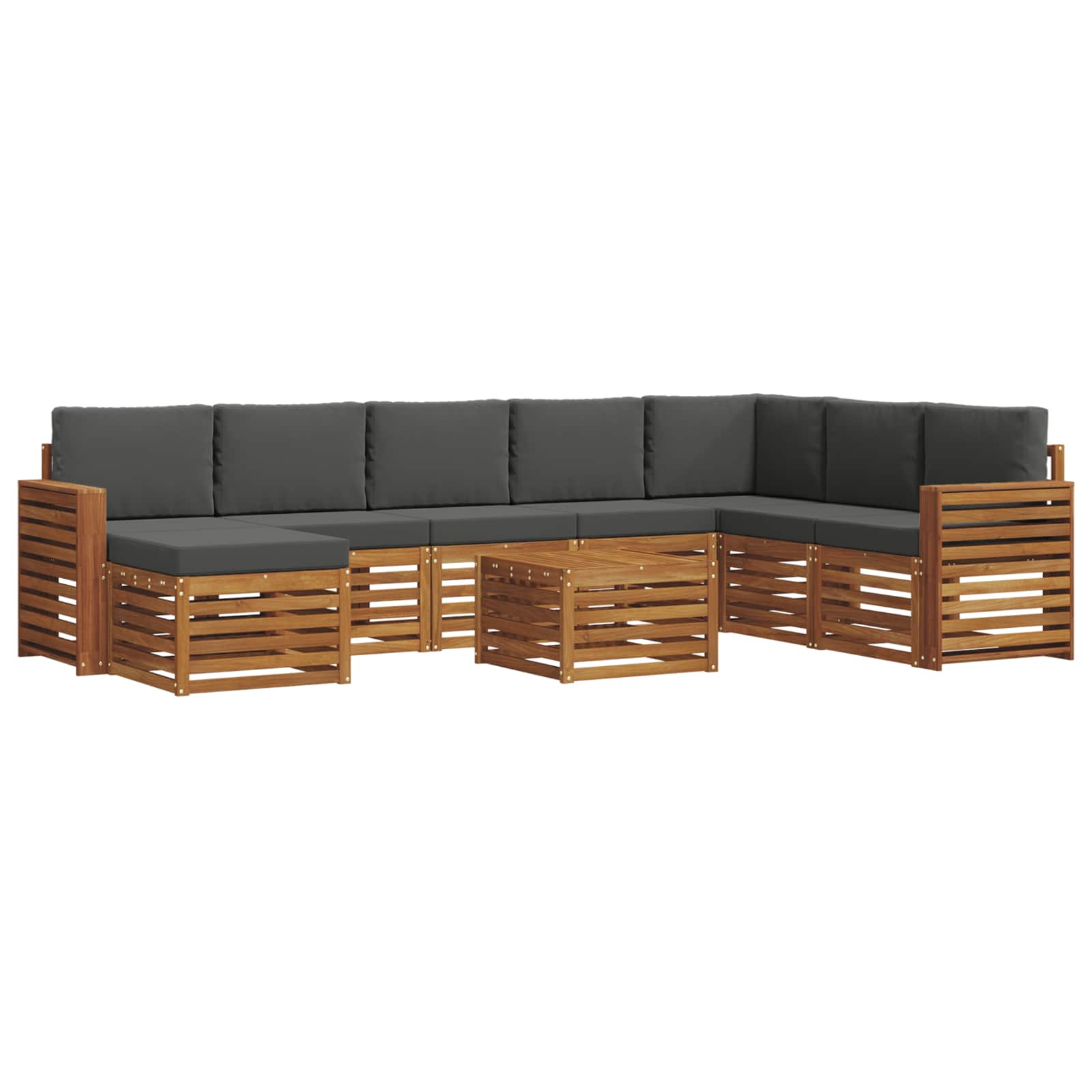 Outdoor-Sofagarnitur mit Kissen 9 pcs Natur und Anthrazit