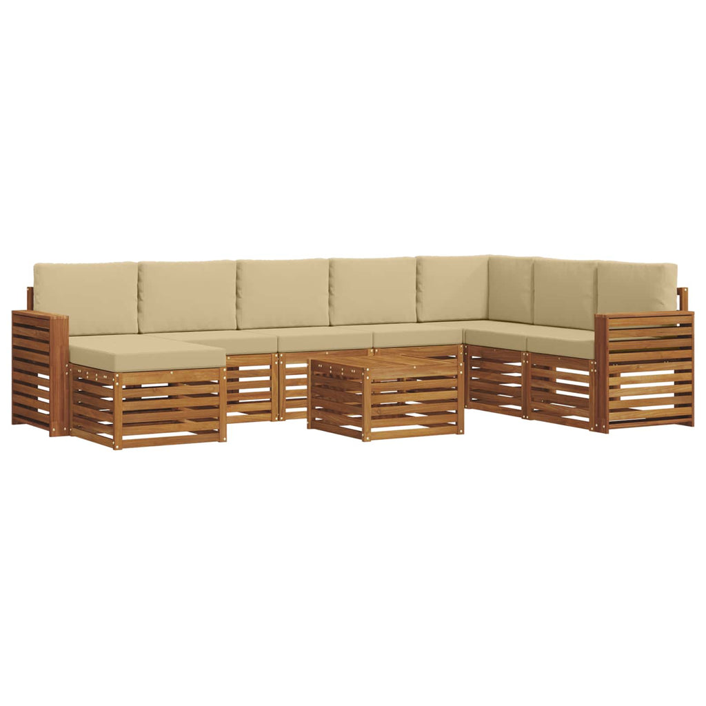 Outdoor-Sofagarnitur 9 pcs Natur und Beige Massivholz Akazie