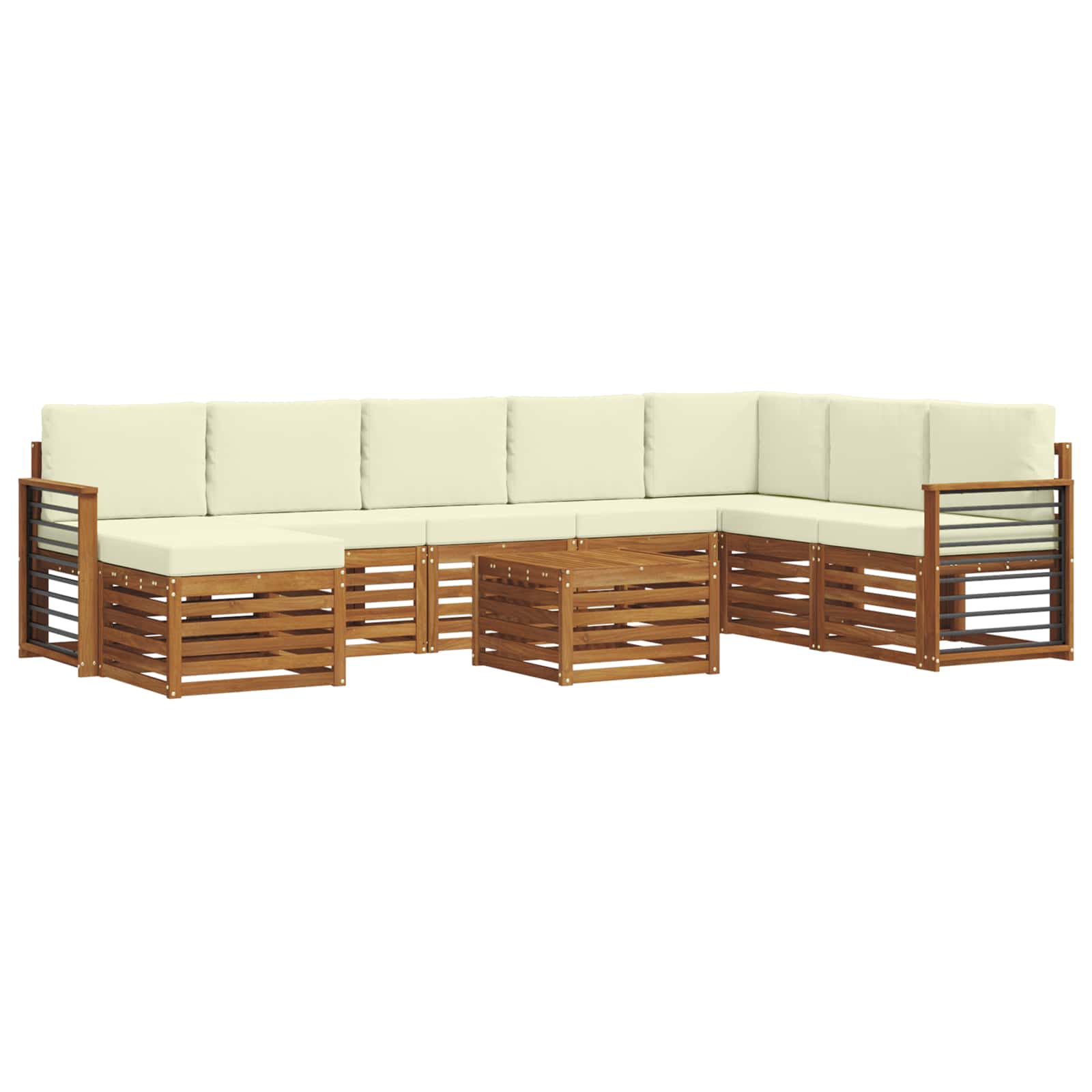 Outdoor-Sofagarnitur 9 pcs Natur und Creme Massivholz Akazie