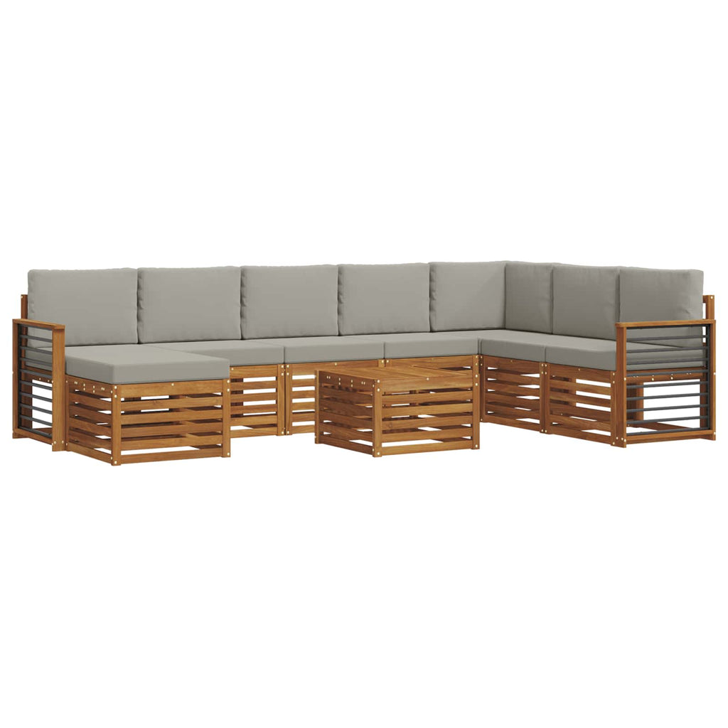 Outdoor-Sofagarnitur mit Kissen 9 pcs Natürlich und Hellgrau