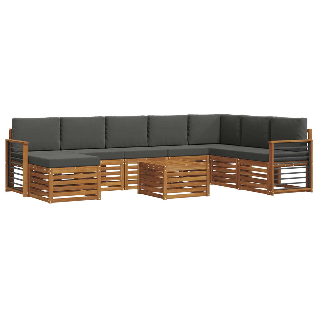Outdoor-Sofagarnitur mit Kissen 9 pcs Natur und Anthrazit
