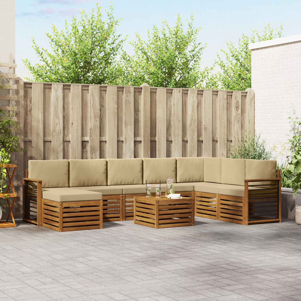 Outdoor-Sofagarnitur 9 pcs Natur und Beige Massivholz Akazie