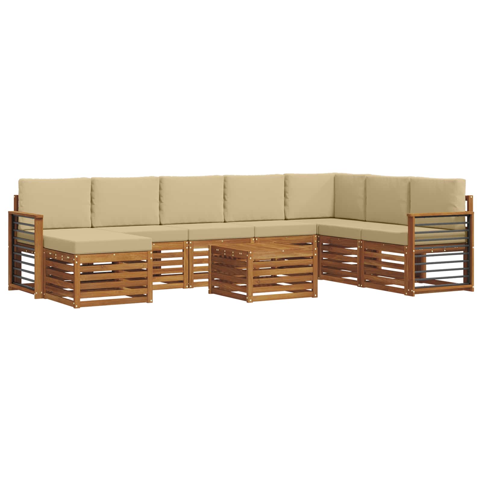 Outdoor-Sofagarnitur 9 pcs Natur und Beige Massivholz Akazie