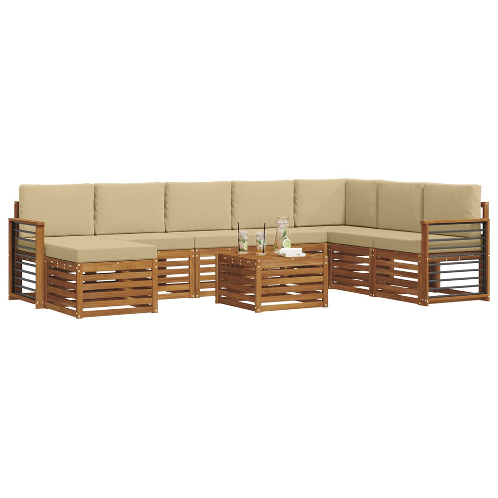 Outdoor-Sofagarnitur 9 pcs Natur und Beige Massivholz Akazie