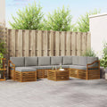 Outdoor-Sofagarnitur mit Kissen 9 pcs Natürlich und Hellgrau