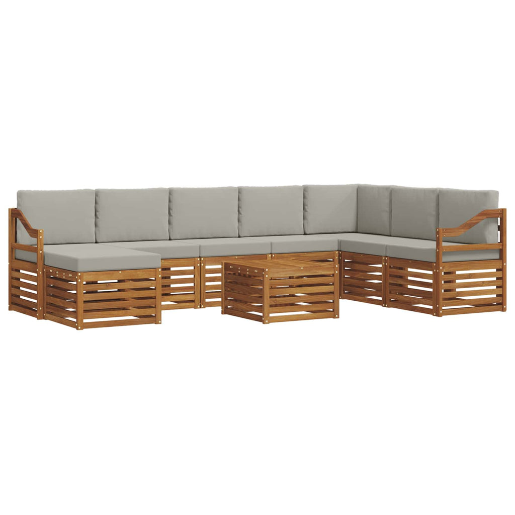 Outdoor-Sofagarnitur mit Kissen 9 pcs Natürlich und Hellgrau