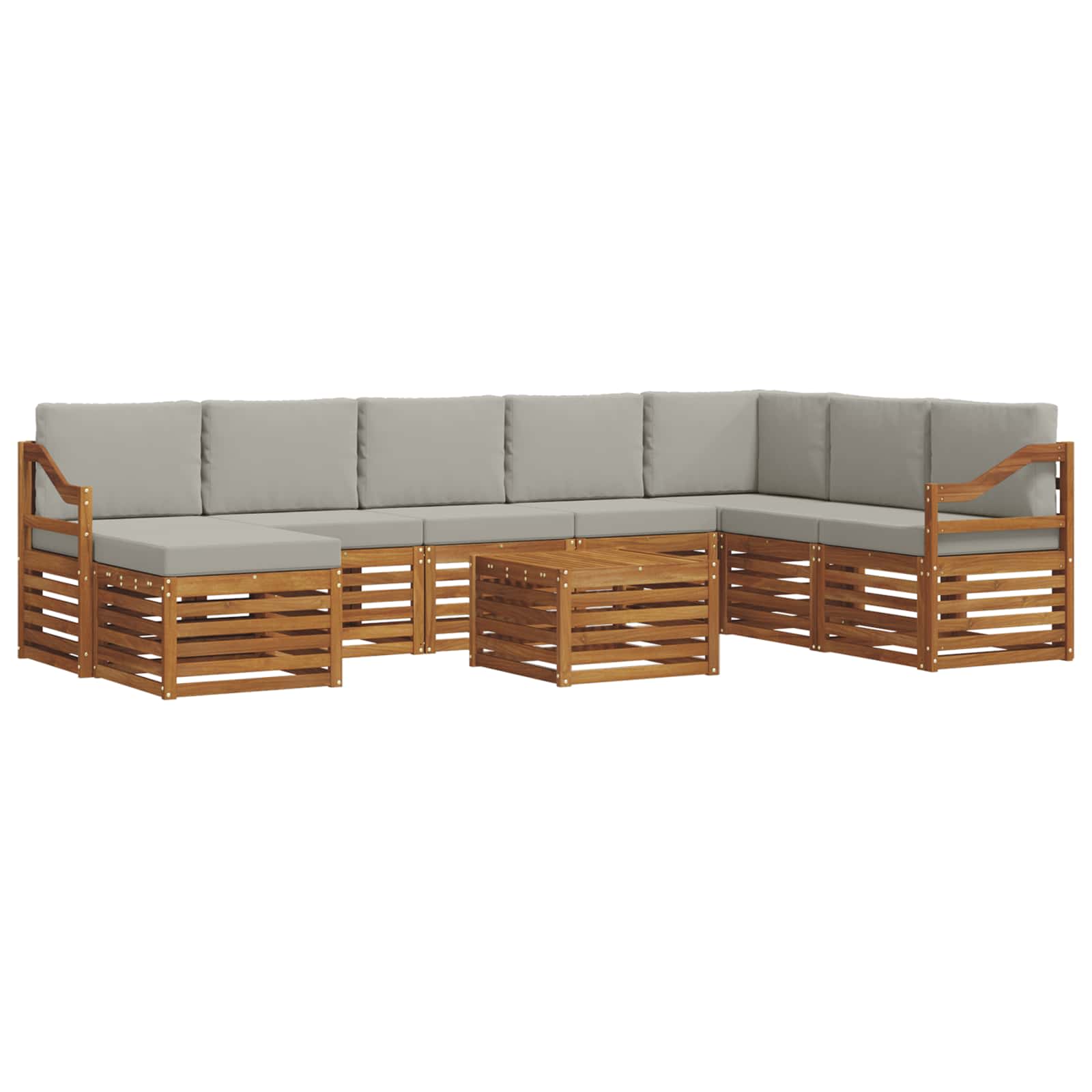 Outdoor-Sofagarnitur mit Kissen 9 pcs Natürlich und Hellgrau