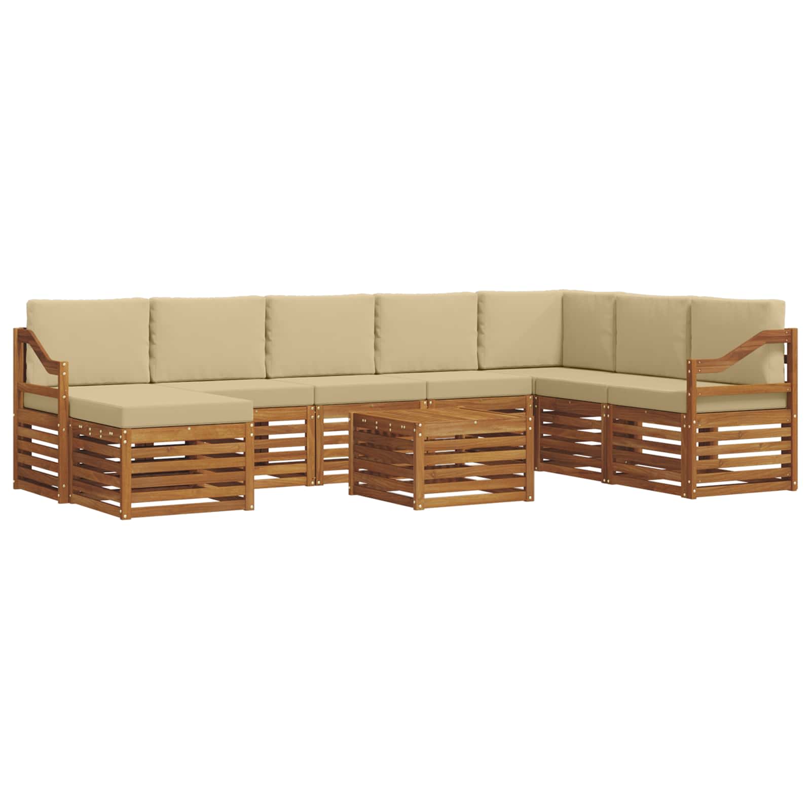 Outdoor-Sofagarnitur 9 pcs Natur und Beige Massivholz Akazie