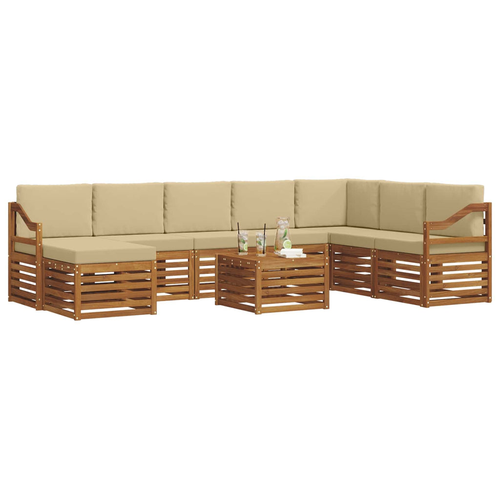 Outdoor-Sofagarnitur 9 pcs Natur und Beige Massivholz Akazie