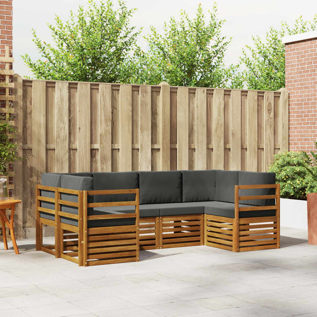 Ecksofa Set mit Kissen 6 pcs Natur und Anthrazit