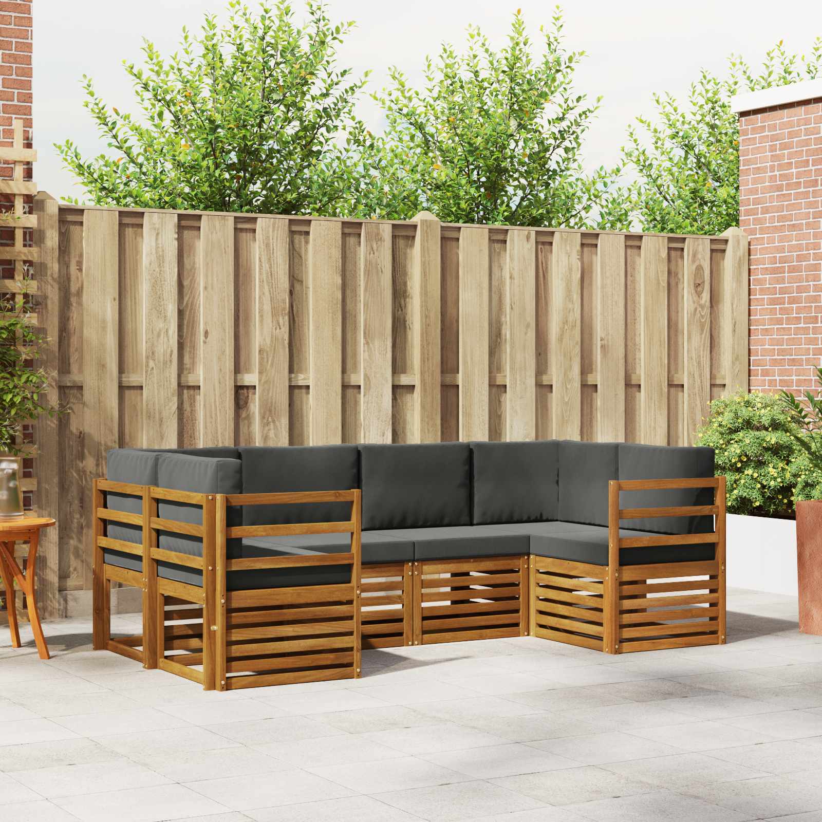 Ecksofa Set mit Kissen 6 pcs Natur und Anthrazit