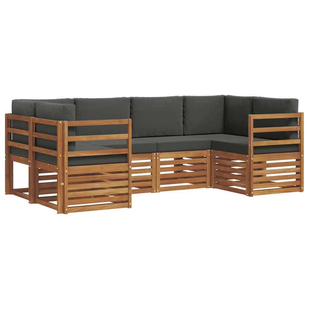 Ecksofa Set mit Kissen 6 pcs Natur und Anthrazit