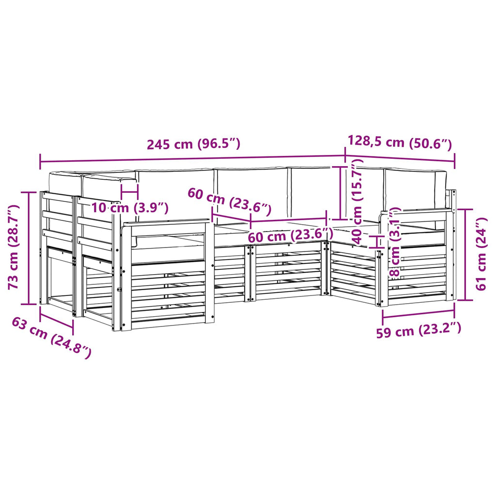 Ecksofa Set mit Kissen 6 pcs Natürlich und Hellgrau