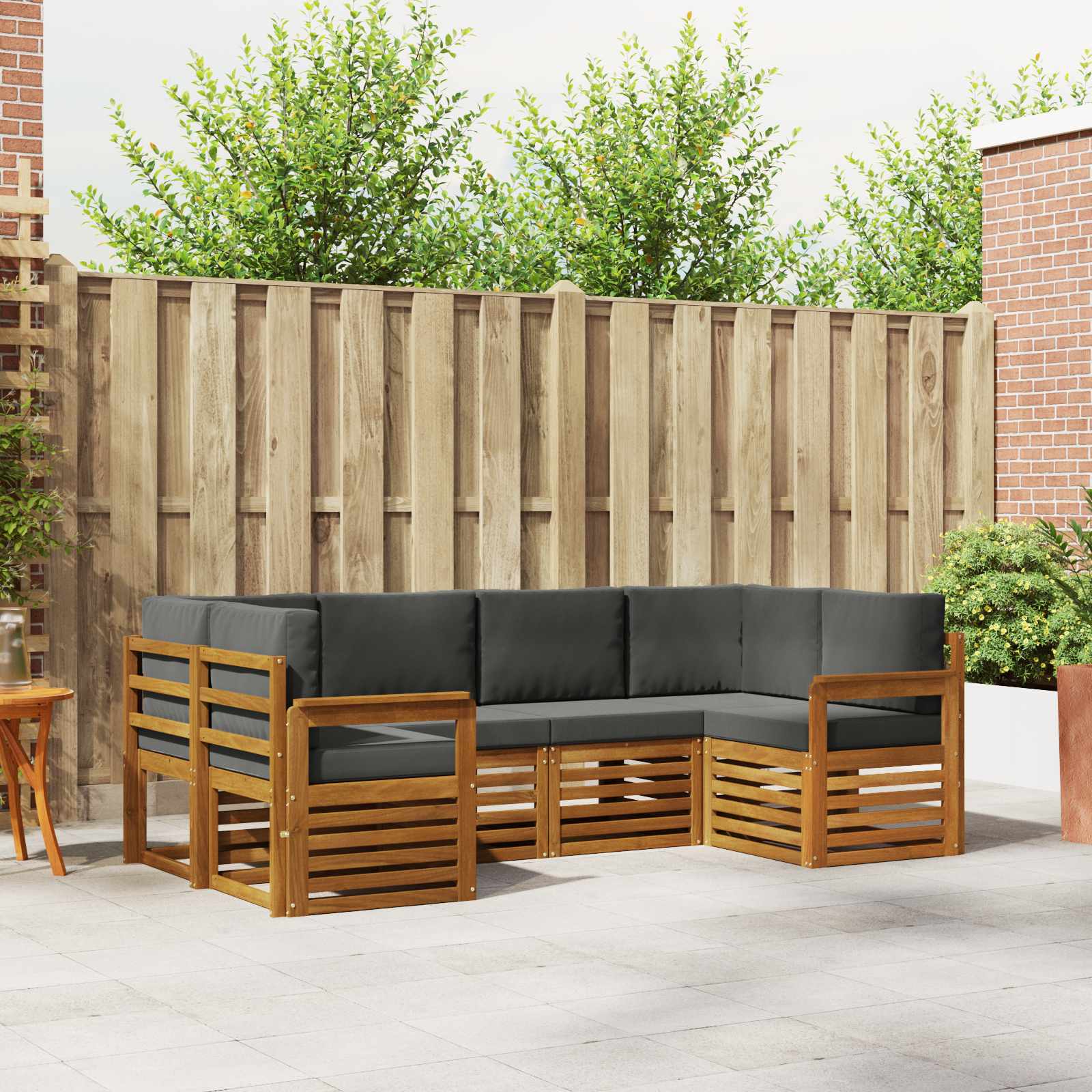Ecksofa Set mit Kissen 6 pcs Natur und Anthrazit
