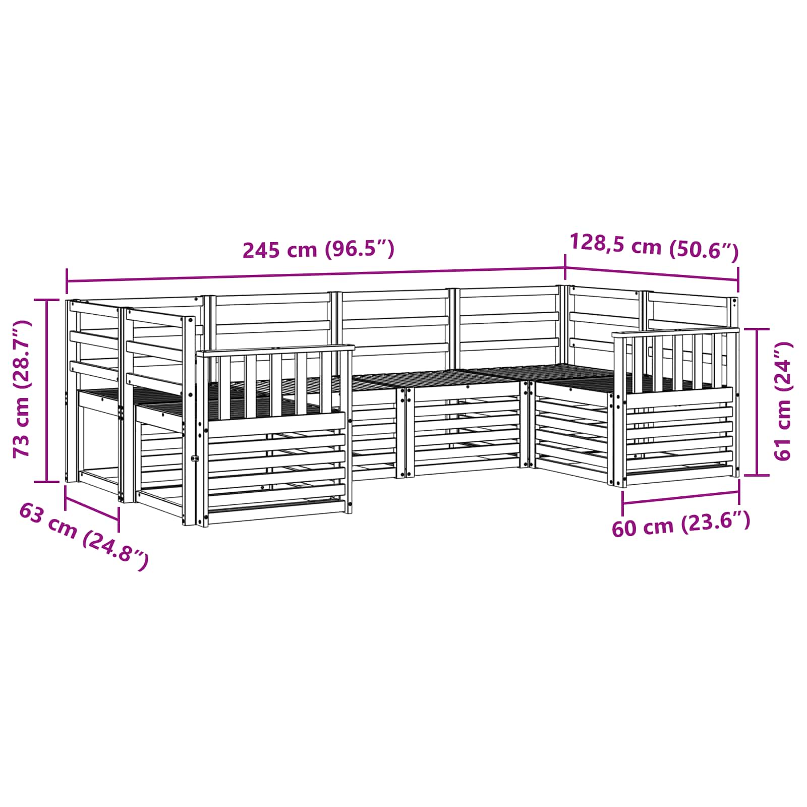 Ecksofa Set 6 pcs Natur