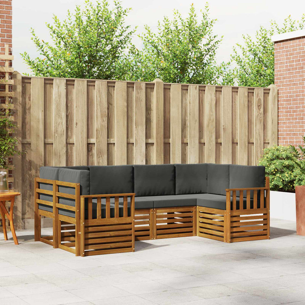Ecksofa Set mit Kissen 6 pcs Natur und Anthrazit