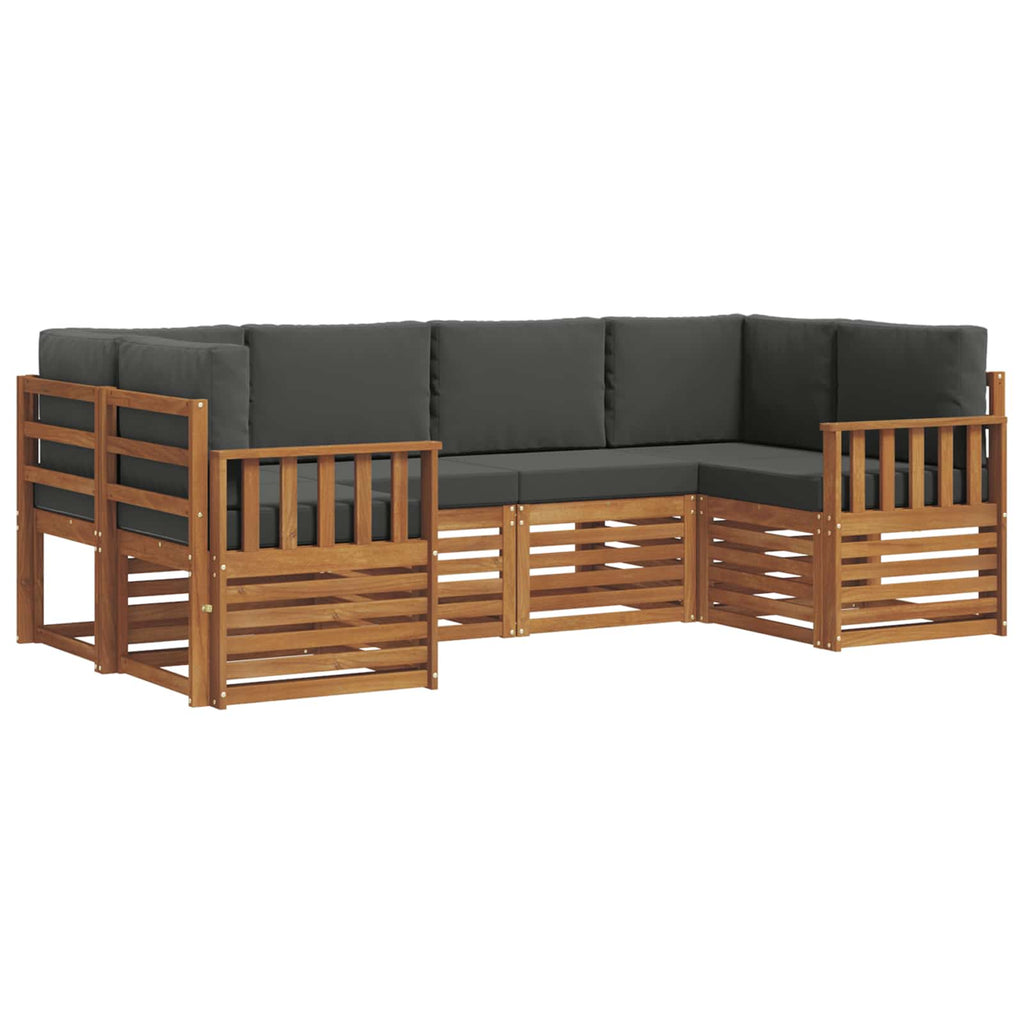 Ecksofa Set mit Kissen 6 pcs Natur und Anthrazit