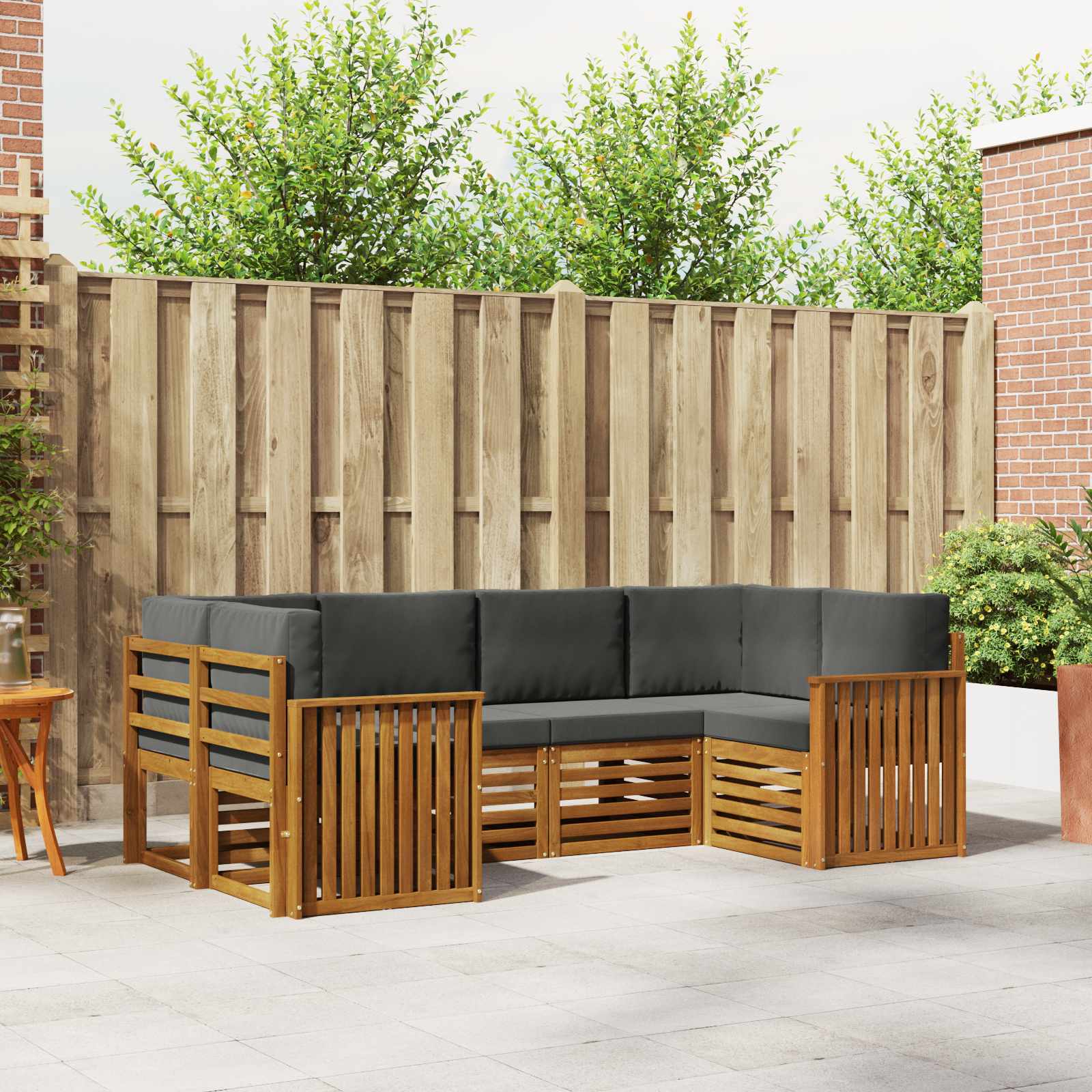 Ecksofa Set mit Kissen 6 pcs Natur und Anthrazit