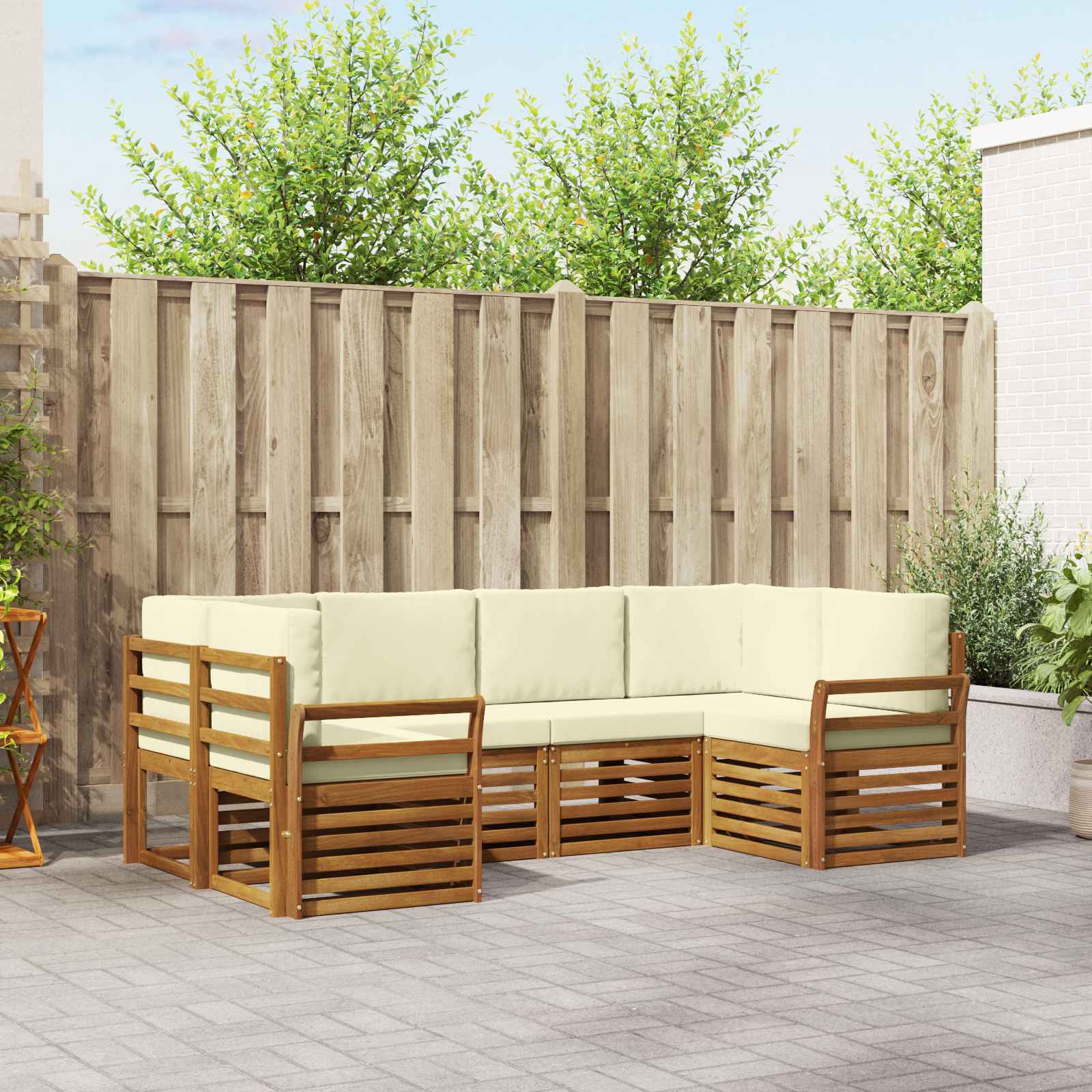 Ecksofa Set mit Kissen 6 pcs Natur und Creme