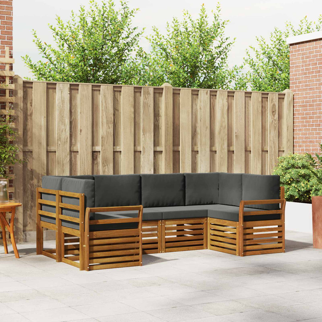 Ecksofa Set mit Kissen 6 pcs Natur und Anthrazit