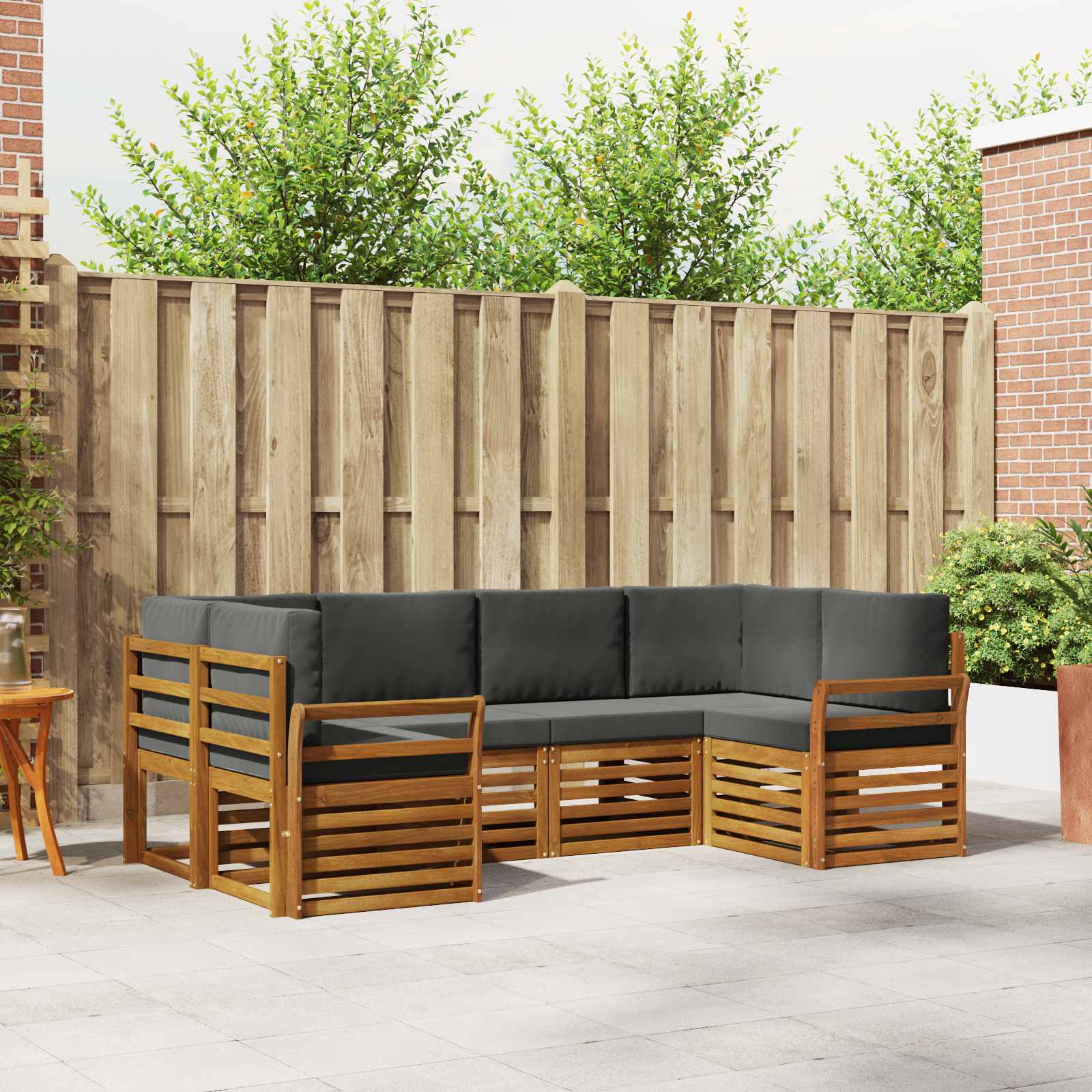 Ecksofa Set mit Kissen 6 pcs Natur und Anthrazit