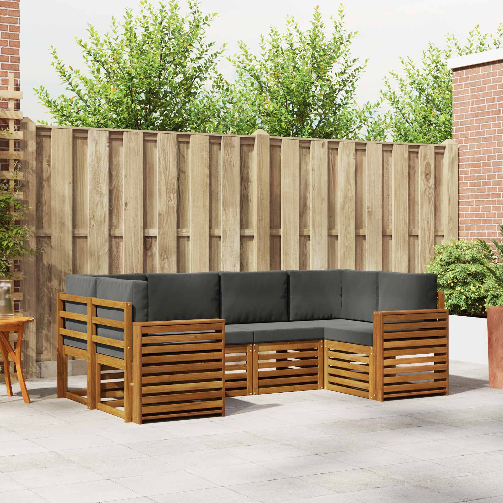 Ecksofa Set mit Kissen 6 pcs Natur und Anthrazit