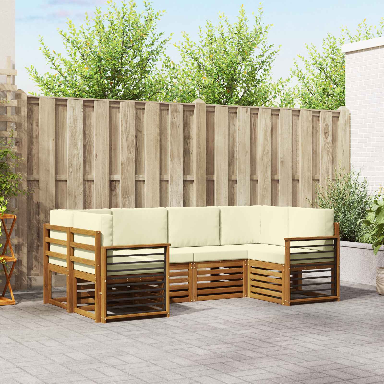 Ecksofa Set mit Kissen 6 pcs Natur und Creme