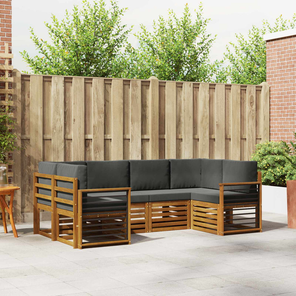Ecksofa Set mit Kissen 6 pcs Natur und Anthrazit